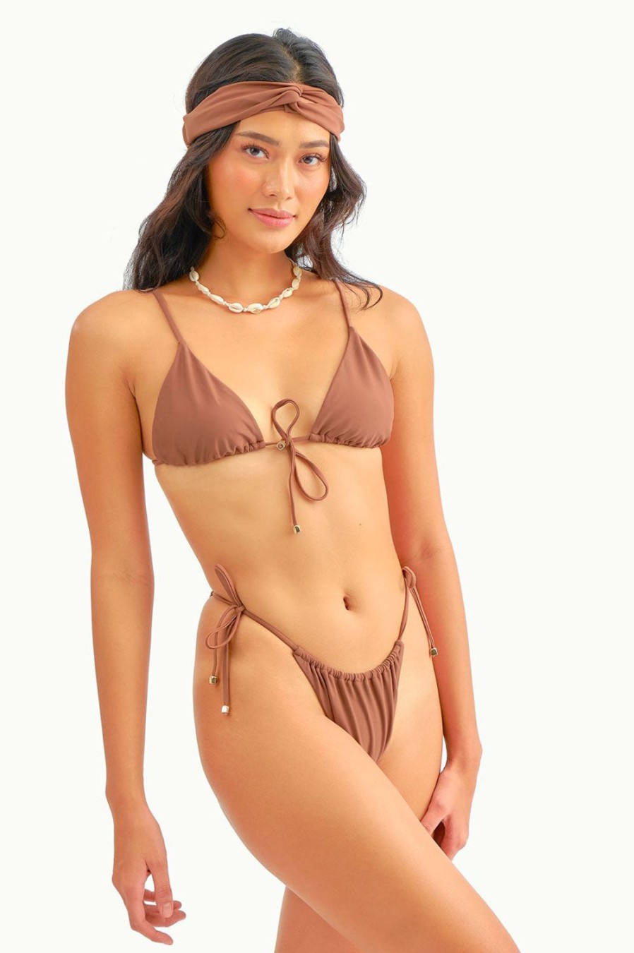 Swim Blackbough Swim | Liv Ruched String Adjustable Bottoms Cocoa