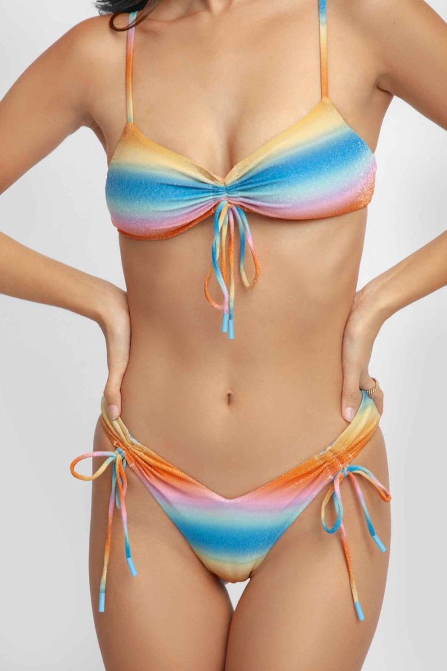 Swim Blackbough Swim | Sophia Ruched Cheeky Bottoms Sunset Shimmer