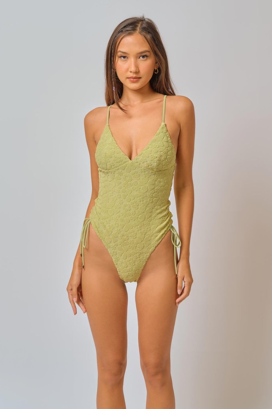 Swim Blackbough Swim | Amanda V Neck One Piece Matcha Jacquard