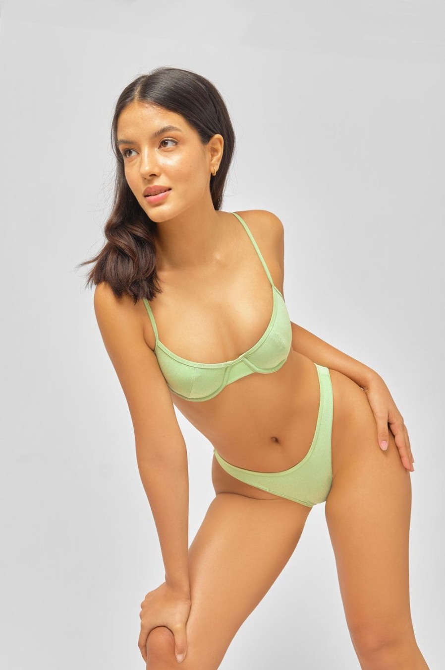 Swim Blackbough Swim | Fiona High Rise Cheeky Bottoms Lime Spritzer-Shimmer