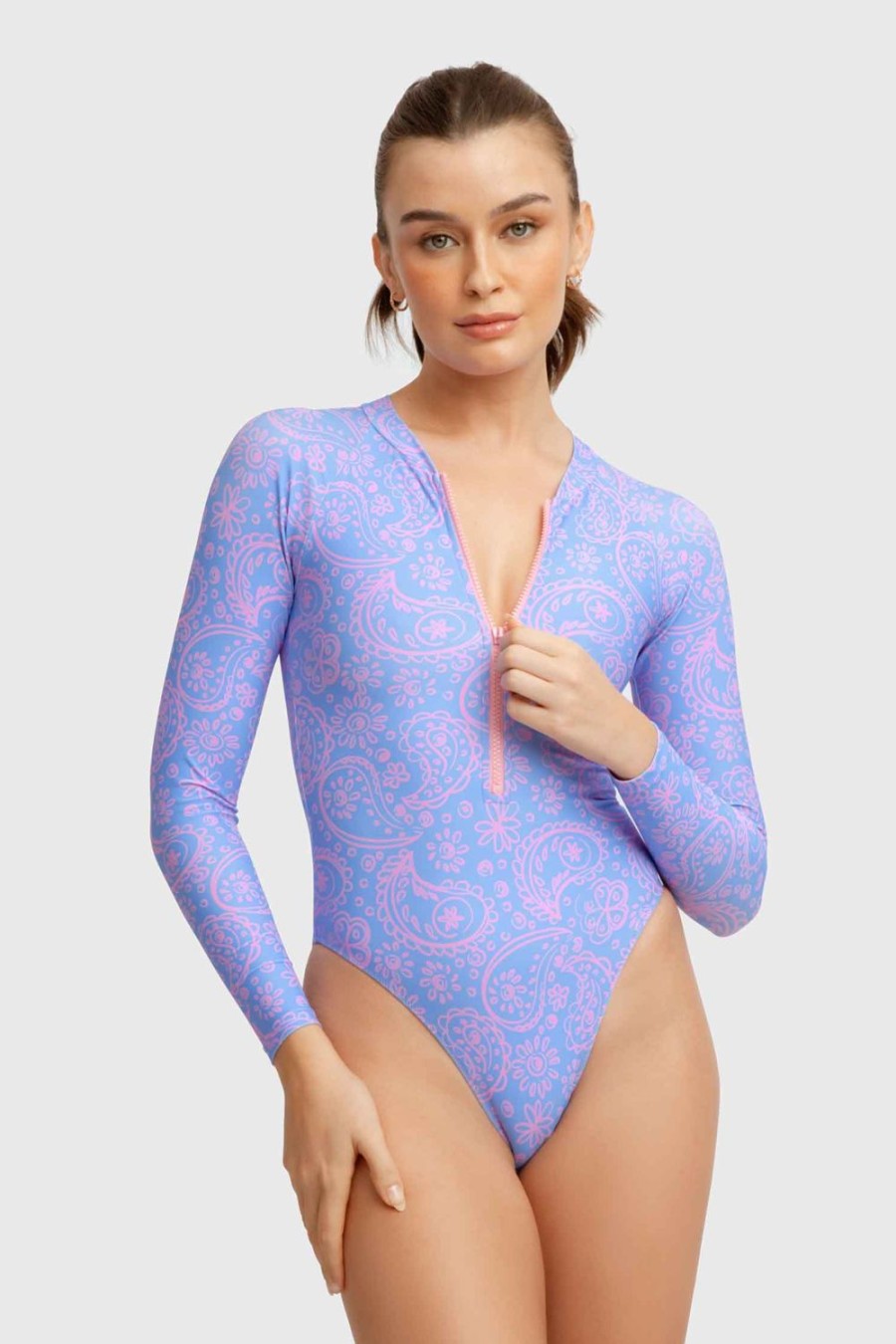 Swim Blackbough Swim | Jenny Long-Sleeve Surf One Piece Lazy Paisley